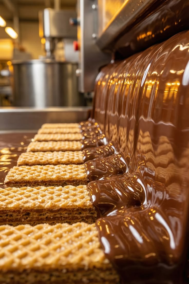 the perfectly precise making of chocolate wafer bars